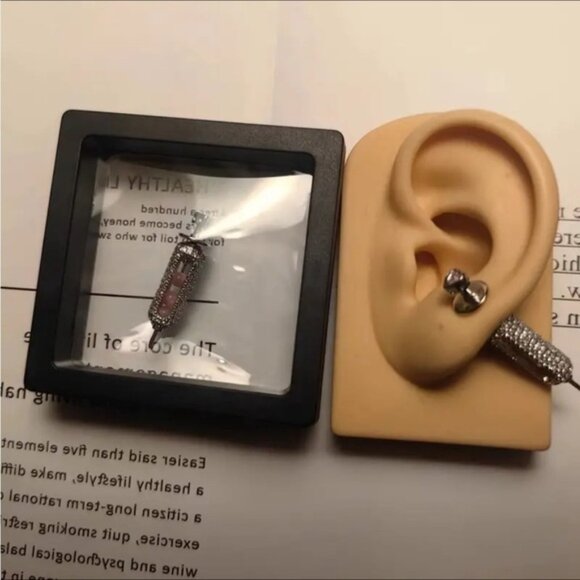 Punk Style Unique Dangle Earrings, Rhinestone Embellished - Picture 9 of 9